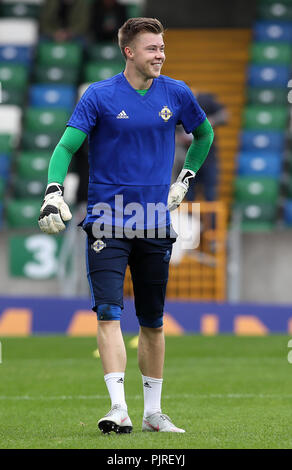 Nordirland Torwart Bailey Peacock-Farrell vor dem UEFA Nationen Liga, Liga B Gruppe drei Match im Windsor Park, Belfast. Stockfoto