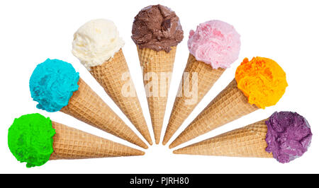 Eisportionierer Eisbecher Kegel icecream Sommer auf weißem Hintergrund Stockfoto