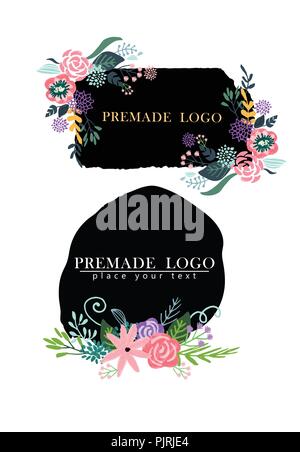Hand cute floral logo Vorlage erstellt Stock Vektor
