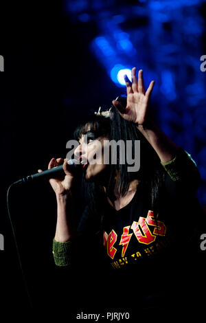 Deutsche Sängerin Nina Hagen am Tag Festival des Sünders in Hasselt (Belgien, 31/10/2010) Stockfoto