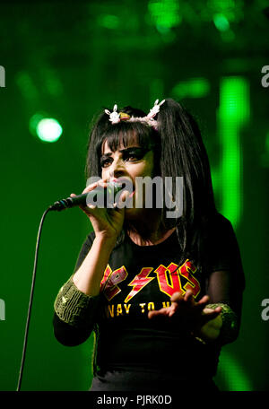 Deutsche Sängerin Nina Hagen am Tag Festival des Sünders in Hasselt (Belgien, 31/10/2010) Stockfoto