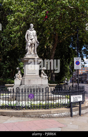 Die Statue von Hugh Myddelton in Islington Green, London, England Vereinigtes Königreich Großbritannien Stockfoto