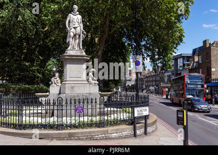 Die Statue von Hugh Myddelton in Islington Green, London, England Vereinigtes Königreich Großbritannien Stockfoto