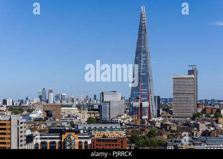 Panoramablick auf London mit dem Shard Wolkenkratzer, England Vereinigtes Königreich Großbritannien Stockfoto