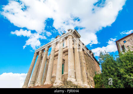 Tempel des Antoninus und der Faustina, zur Kirche von San Lorenzo in Miranda, Forum Romanom (Forum Romanum), Rom, Italien Stockfoto