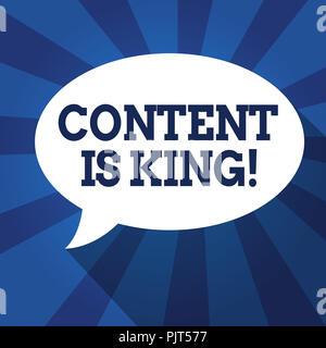 Schreiben Hinweis das Anzeigen von Inhalt ist König. Business foto Präsentation Worte was verkauft Produkte und gutes Marketing. Stockfoto