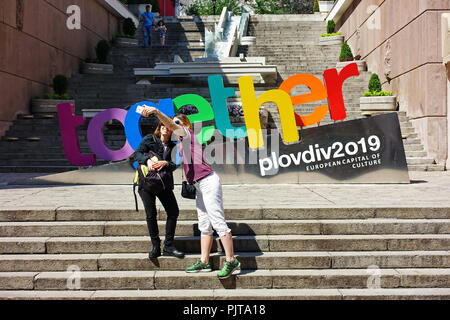 PLOVDIV, Bulgarien - Mai 2018 - Zentrum von Plovdiv, Bulgarien. Plovdiv wird die Europäische Kulturhauptstadt im Jahr 2019. Stockfoto