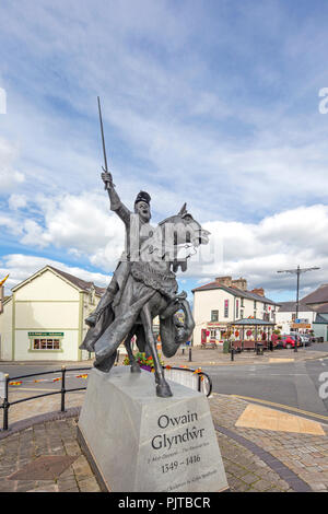 Owain Glyndŵr Statue in der walisischen Stadt Corwen, Wales, Großbritannien Stockfoto