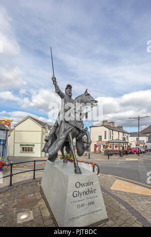 Owain Glyndŵr Statue in der walisischen Stadt Corwen, Wales, Großbritannien Stockfoto