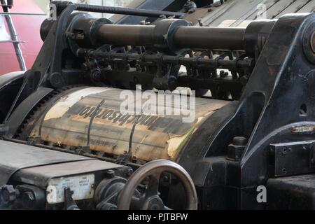 Alte historische Druckerei in das Technische Museum in Magdeburg. Stockfoto