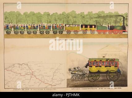 Belgische spoortrein La Rapide, 1835-1836. Stockfoto