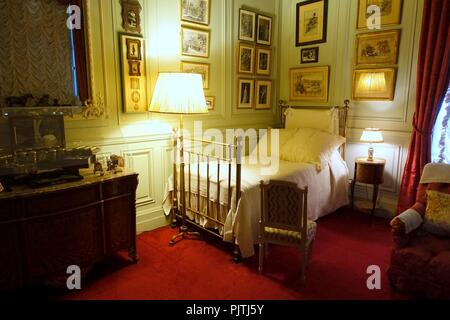 Schlafzimmer - Waddesdon Manor - Buckinghamshire, England - Stockfoto