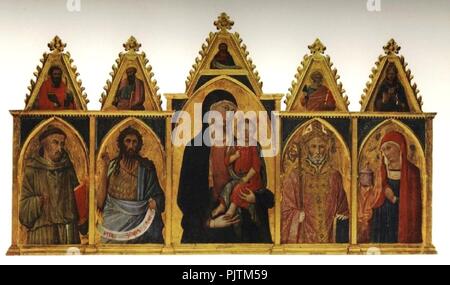 Bartolomeo Bulgarini. Die berenson Polyptychon. 1340 s. Villa I Tatti. Florenz.. Stockfoto