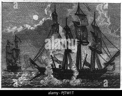 Kampf zwischen BONHOMME RICHARD und SERAPIS Sept. 23 1779 Stockfoto