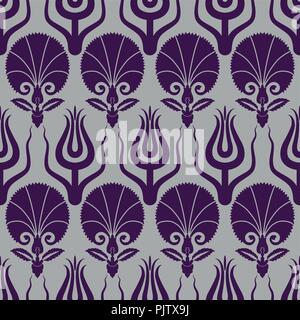 Osmanische Nelke und Tulip textile Design Stock Vektor