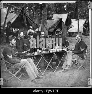 Bealeton, VA. Unteroffiziere Durcheinander von Co. D, 93d New York Infanterie Stockfoto