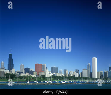 1992 historische LAKESHORE Skyline von Downtown Chicago Lake Michigan ILLINOIS USA Stockfoto