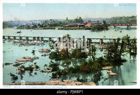 Belle Isle und James River Falls. Alte Herrschaft Eisen- und Nagel funktioniert. Stockfoto