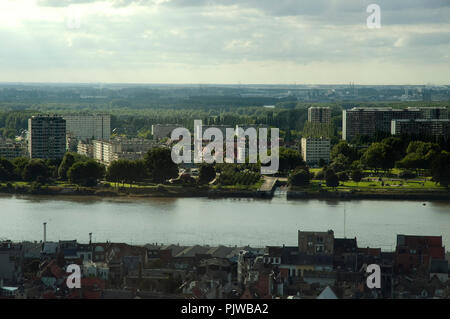 Panoramablick über die linkeroever in Antwerpen (Belgien, 26/08/2007) Stockfoto