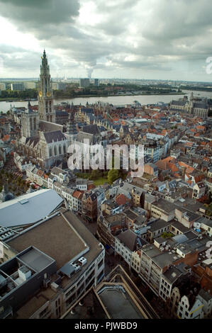 Panoramablick über Antwerpen (Belgien, 26/08/2007) Stockfoto