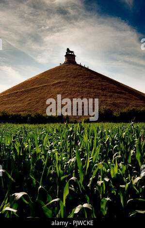 Die Lion Hill auf dem Schlachtfeld von Waterloo in Braine-l'Alleud (Belgien, 19/07/2010) Stockfoto