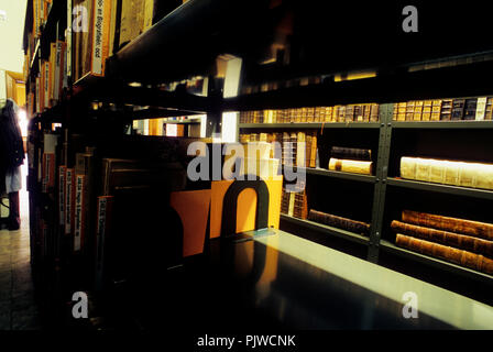 Innerhalb der historischen Bibliothek des trappistines Abtei "Onze-Lieve-Vrouw van Nazareth" in Brecht, Provinz Antwerpen (Belgien, 29.05.2006) Stockfoto