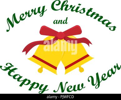 Flach auf das Neue Jahr Vector Illustration mit einem Christmas Bells. Stock Vektor