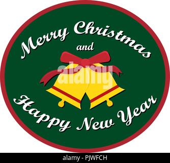 Flach auf das Neue Jahr Vector Illustration mit einem Christmas Bells. Stock Vektor
