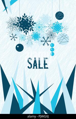 Vektor werbe Winter Hintergrund decoreated mit Weihnachtskugeln, Eiszapfen und Schneeflocken Stock Vektor