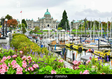 Blick auf den Hafen von Victoria, Britisch-Kolumbien, Kanada Stockfoto