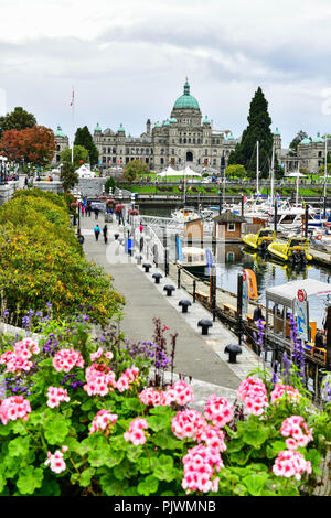 Blick auf den Hafen von Victoria, Britisch-Kolumbien, Kanada Stockfoto