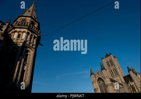 Die St. Nicolas Kirche auf der Emile Braun Square in Gent (Belgien, 20.03.2009) Stockfoto