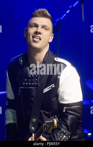 São Paulo, Brasilien. 8. Sep 2018. Nick Carter führt im Tropical Butantã am Samstagabend in São Paulo, Brasilien. Credit: Hella Devoraes/Alamy Leben Nachrichten. Stockfoto