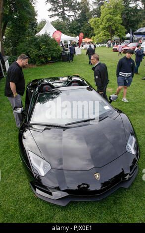 Vancouver, Kanada. 8. Sep 2018. Ein Lamborghini Aventador S Roadster ist während der 9. jährlichen Luxus und Supercar Wochenende Veranstaltung in Vancouver, Kanada, Sept. 8, 2018 angezeigt. Über 200 luxuriöse Automobile und Sportwagen wurden in der jährlichen Veranstaltung angezeigt. Credit: Liang sen/Xinhua/Alamy leben Nachrichten Stockfoto