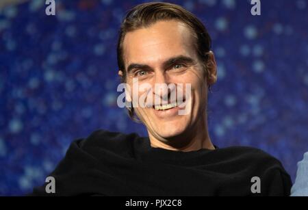 Toronto, Kanada. 8. September 2018. Joaquin Phoenix nimmt an der Pressekonferenz "Die Schwestern Brüder auf der 43 Toronto International Film Festival, tiff, bei Bell Lightbox in Toronto, Kanada, am 08. September 2018. | Verwendung der weltweiten Kredit: dpa Picture alliance/Alamy leben Nachrichten Stockfoto