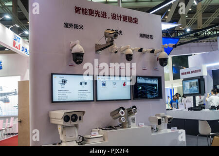 Überwachungskamera Technologie Ausstellung in China Optoelectronics Expo in Shenzhen, China. Stockfoto