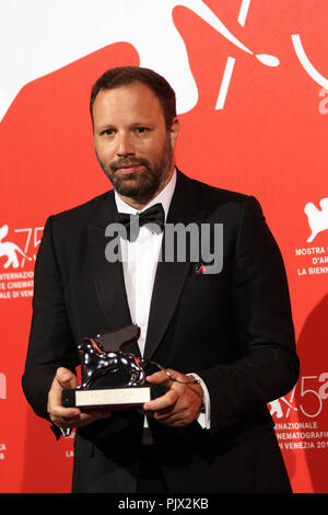 Venedig, Italien. 8. September 2018. Yorgos Lanthimos Gewinner Jury Prix silberner Löwe mit dem Film "Der Favorit". 75. Internationalen Filmfestspielen Venedig Foto © ottavia Da Re/Sintesi/Alamy leben Nachrichten Stockfoto