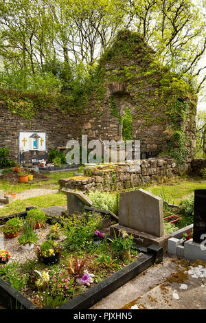 Irland, Co Leitrim, Tarmon, Ruinen der Abteikirche von St. Patrick, eingesetzt als Begräbnisstätte Stockfoto