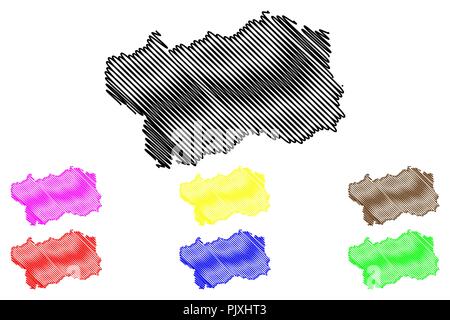 Aostatal (Autonome Region Italiens) Karte Vektor-illustration, kritzeln Skizze Aosta Valley Karte Stock Vektor