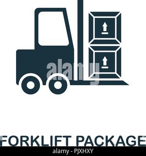 Gabelstapler Paket Symbol. Schwarzweiß-Design von der Logistik Lieferung Sammlung. UI. Pixel Perfect einfache Piktogramm Gabelstapler Paket Symbol. Web Desig Stock Vektor