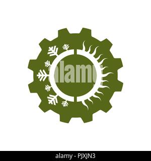 Sun und Schneeflocke für Klimaanlage und Heizung Stock Vektor