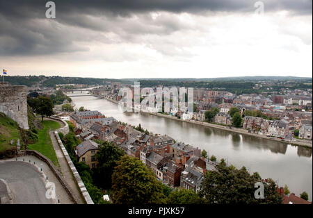 Panoramablick über Namur, der Hauptstadt der Region Wallonien (Belgien, 18.08.2010) Stockfoto