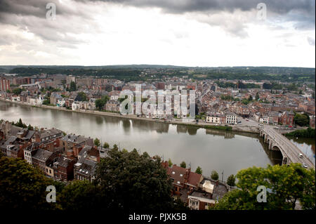 Panoramablick über Namur, der Hauptstadt der Region Wallonien (Belgien, 18.08.2010) Stockfoto