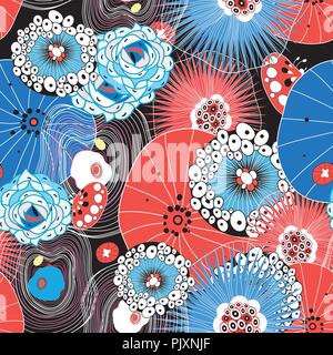 Grafischen abstrakte nahtlose Muster aus verschiedenen Elementen Stock Vektor