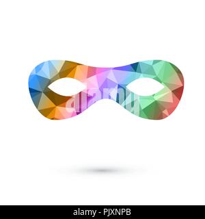 Rainbow Color polygonalen party Maske. Eleganz Maskerade. Vector Illustration Stock Vektor