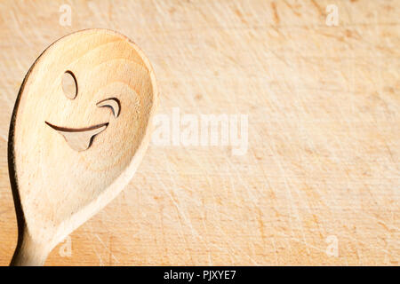 Happy cooking Hintergrund Konzept mit alten retro Löffel und freier Speicherplatz Stockfoto