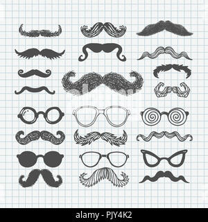 Bart oder Schnurrbart. Movember Vector Icons einstellen Stockfoto