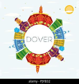 Dover Delaware City Skyline mit Farbe Gebäude, blauer Himmel und Kopieren. Vector Illustration. Stock Vektor