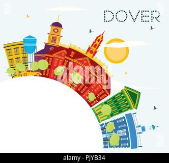 Dover Delaware City Skyline mit Farbe Gebäude, blauer Himmel und Kopieren. Vector Illustration. Stock Vektor