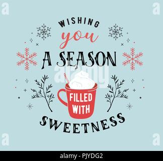 Im skandinavischen Stil, einfache und stilvolle Frohe Weihnachten Grußkarten mit Hand gezeichnete Elemente, Zitate, Beschriftung Stock Vektor